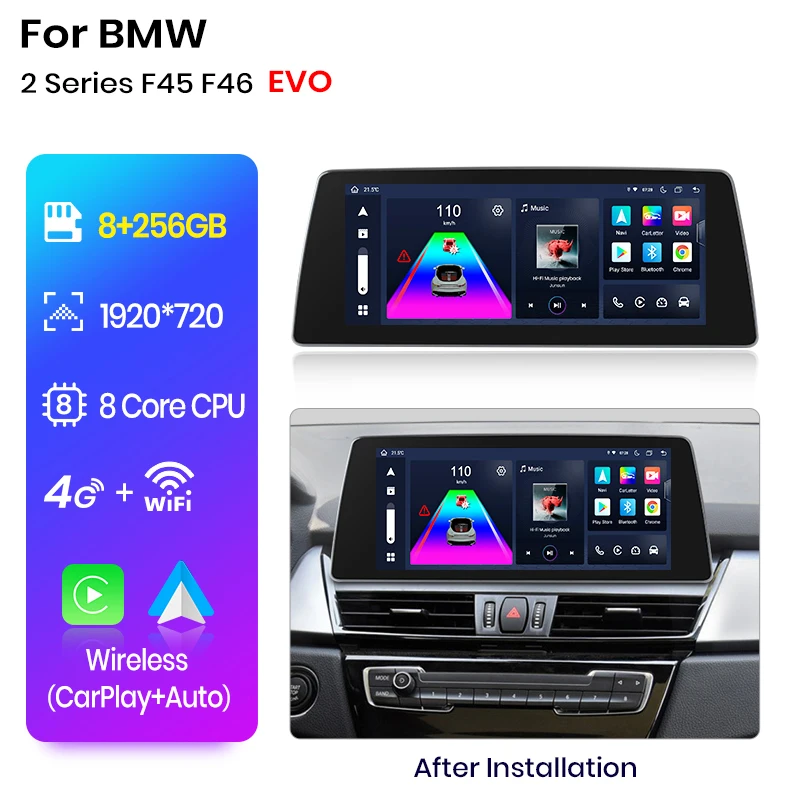 Junsun Draadloze CarPlay Andorid Auto Radio Voor BMW 2-serie F45 F46 F87 2013-2018 Intelligent systeem Stereo GPS-navigatie