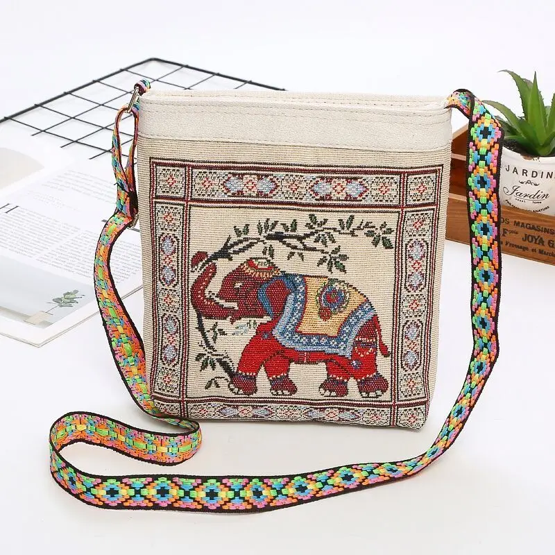 new Women's Bag Summer Small Square Bag Canvas Slant Span Bag Embroidery Single Shoulder Slant Span Bag Small Purse Beach Bag
