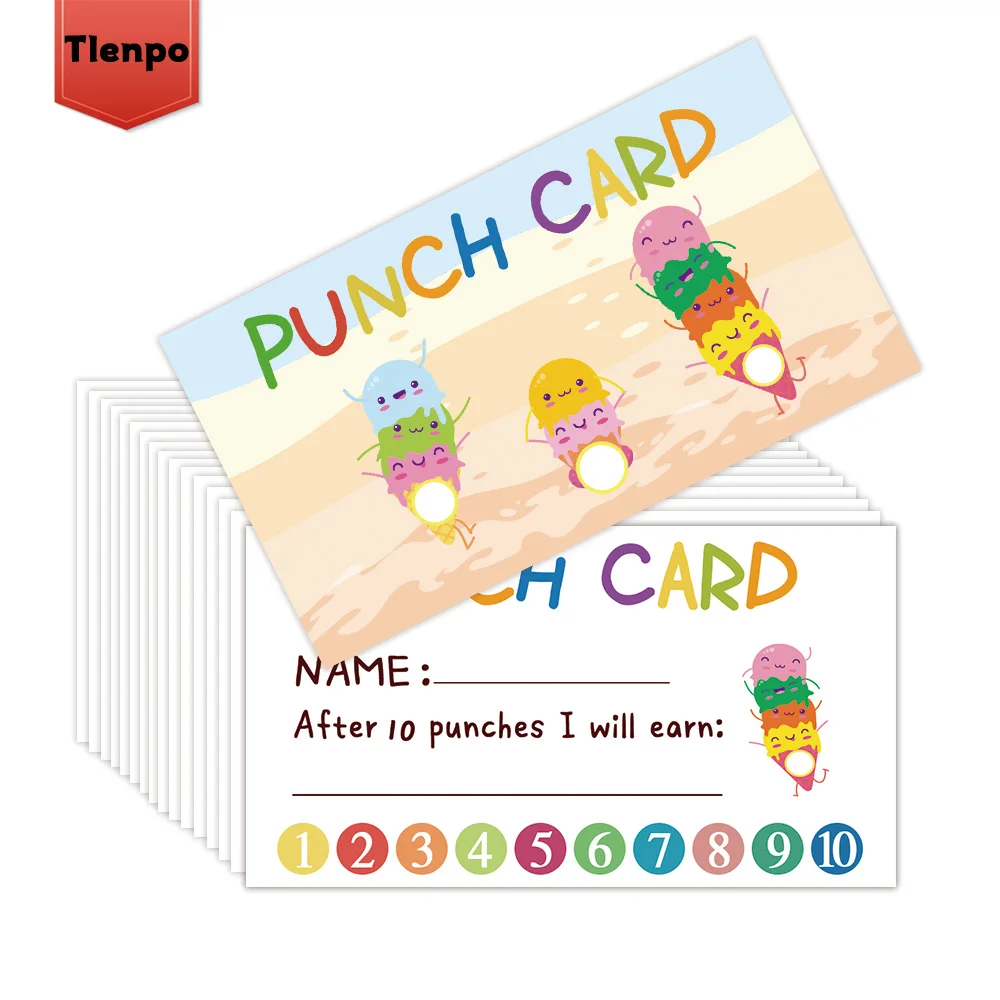 50 Adorable Punch Cards ‘Loyalty Reward Cards’, 3.6X2 inch Teacher, Behaviour Reward Cards, Small Cards, Incentive Punch Cards