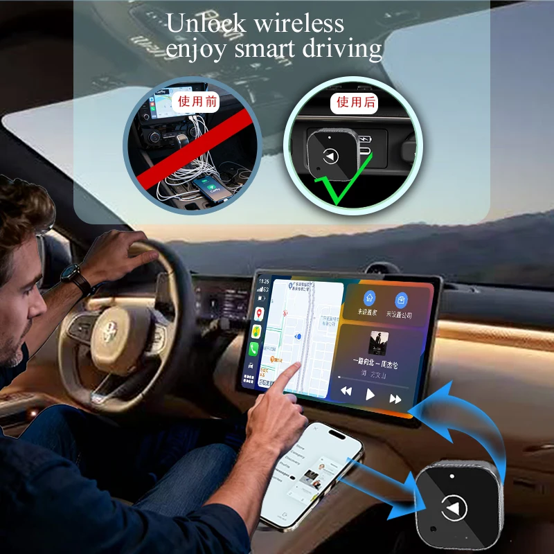 Draadloze 2-in-1 Carplay Dongle Android Auto Adapter AI Smart Box Plug Play voor auto met bekabelde CarPlay auto intelligente systemen