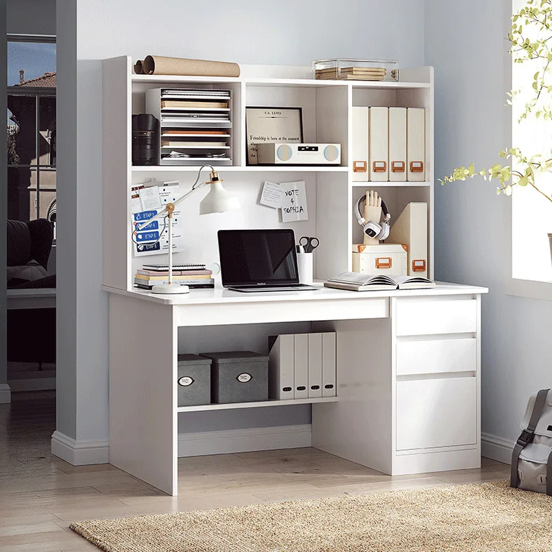 Nordic desk bookshelf integrated with bookcase household bedroom computer desktop bedroom student learning writing