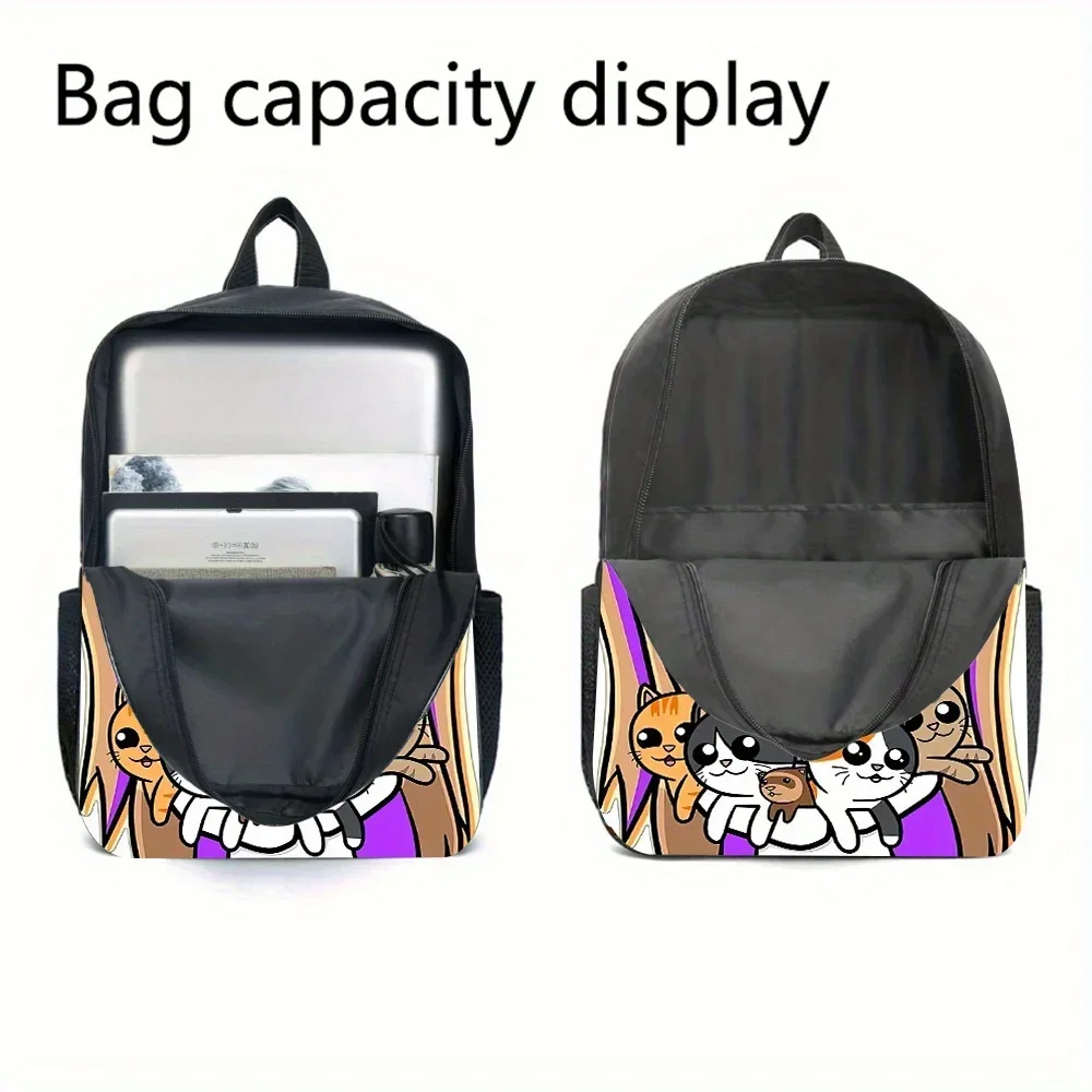 Custom Bag Lyna Vallejos 3pcs Cute Cat & Dog Cartoon Backpack Set With Pencil & Messenger Bags - Lightweight Foldable School Bac