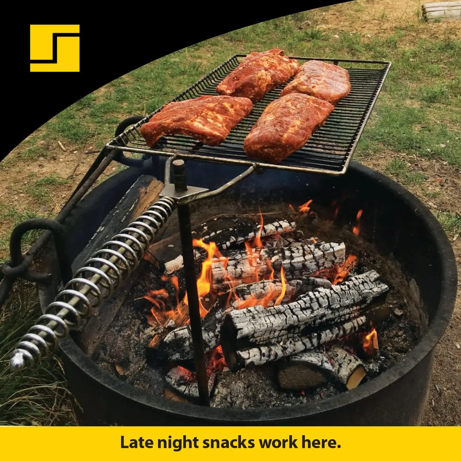 Stake & Grill, Camping Grill, Open Fire Cooking Equipment, Fire Pit Accessories, Campfire Grill Grate, 15