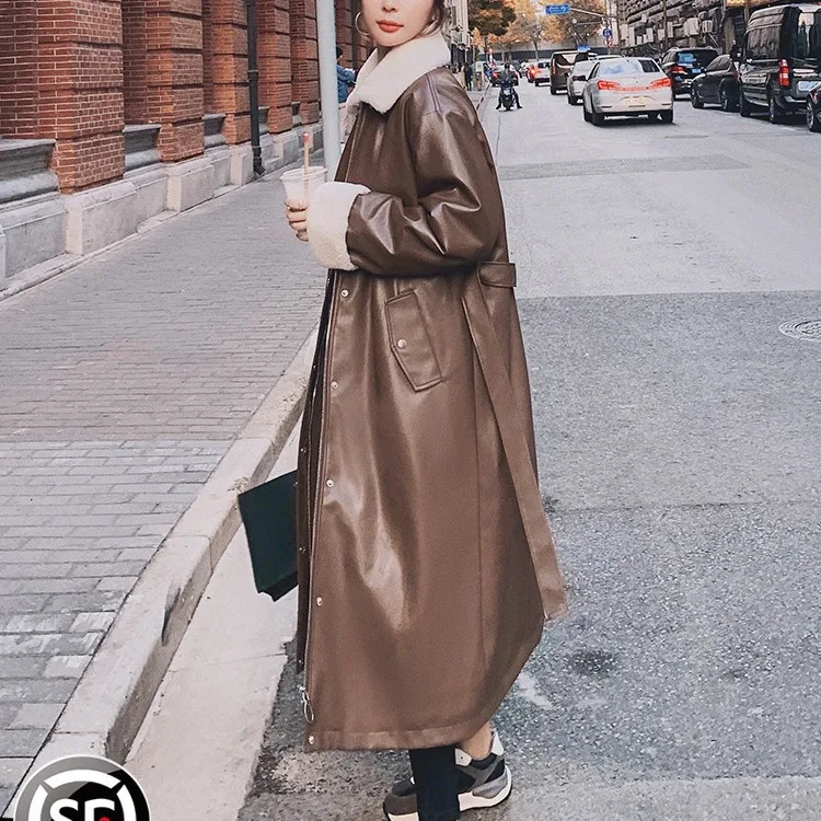 Chaqueta larga de piel sintética para mujer, abrigos de piel de conejo, abrigo interior cálido, Tops femeninos, Parka de invierno, alta calidad