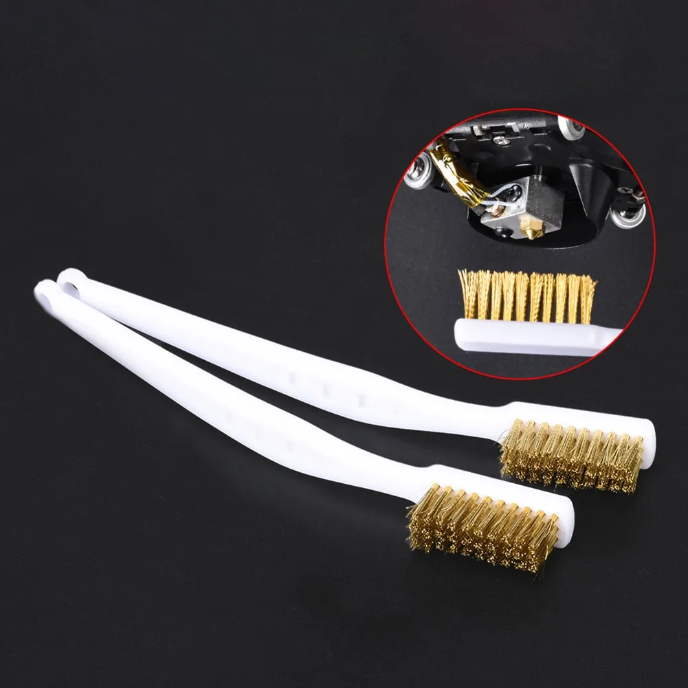 2pcs Plastic-Handled Copper Wire Brushes for Cleaning Battery Terminals Light Metal Fixtures and Stubborn Filament Deposits