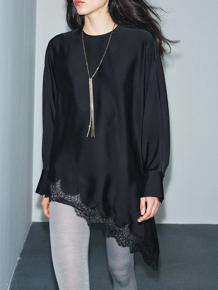 Ele round Ne Long Sve Lace irt غير متماثل غير رسمي وصل حديثًا للنساء شتاء Faion عالي الجودة Sle 966300 800