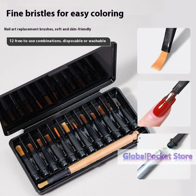 

12Pcs/Set Disposable Nail Polish Brush Pen Can Replacement Head Brush Nail Brush Liquid Applicators Phototherapy Manicure Tools