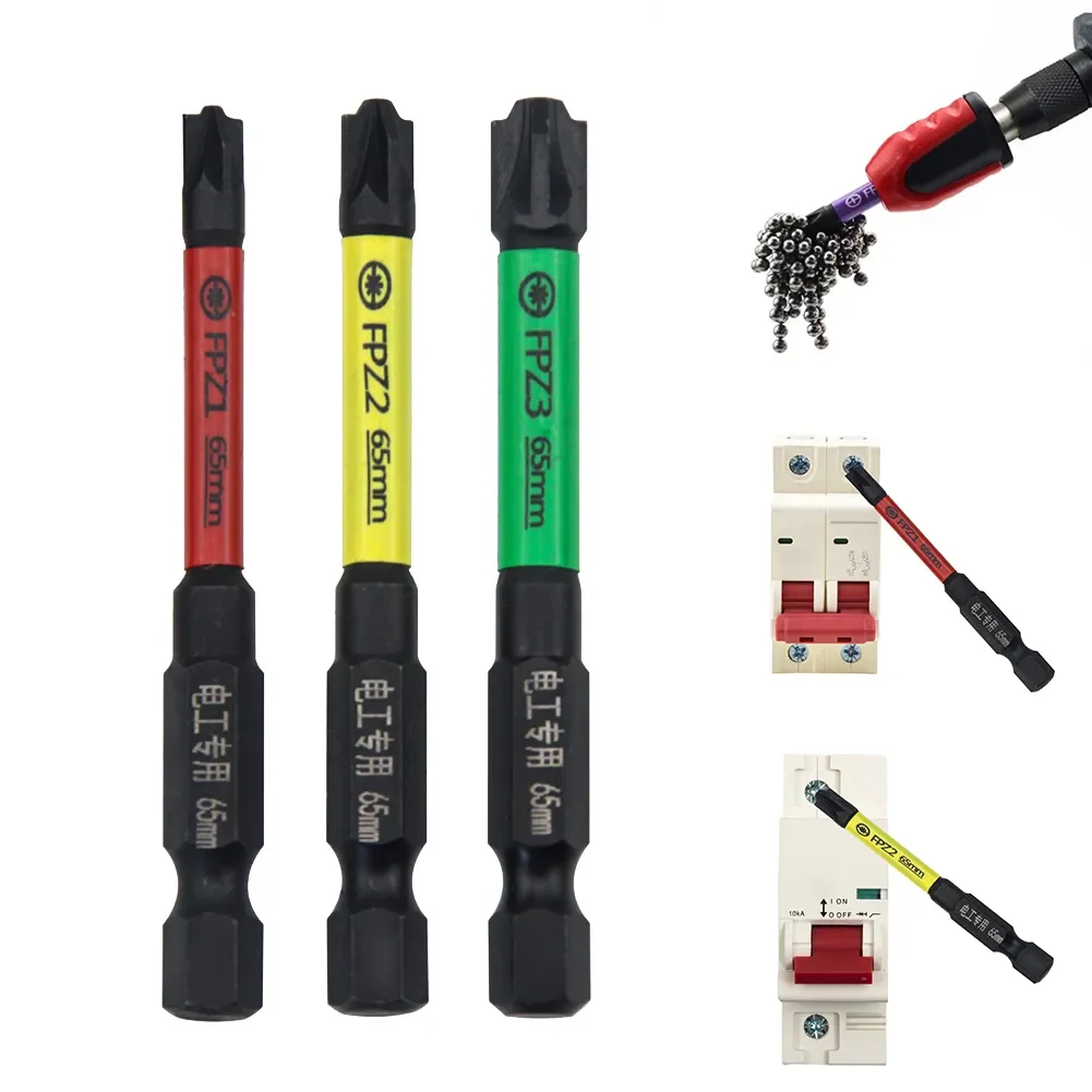 Magnético Especial Fenda Cruz pz Chave de Fenda Bits Fpz1 Fpz2 Fpz3 para Disjuntores Ferramentas Elétricas para Eletricista 65 mm
