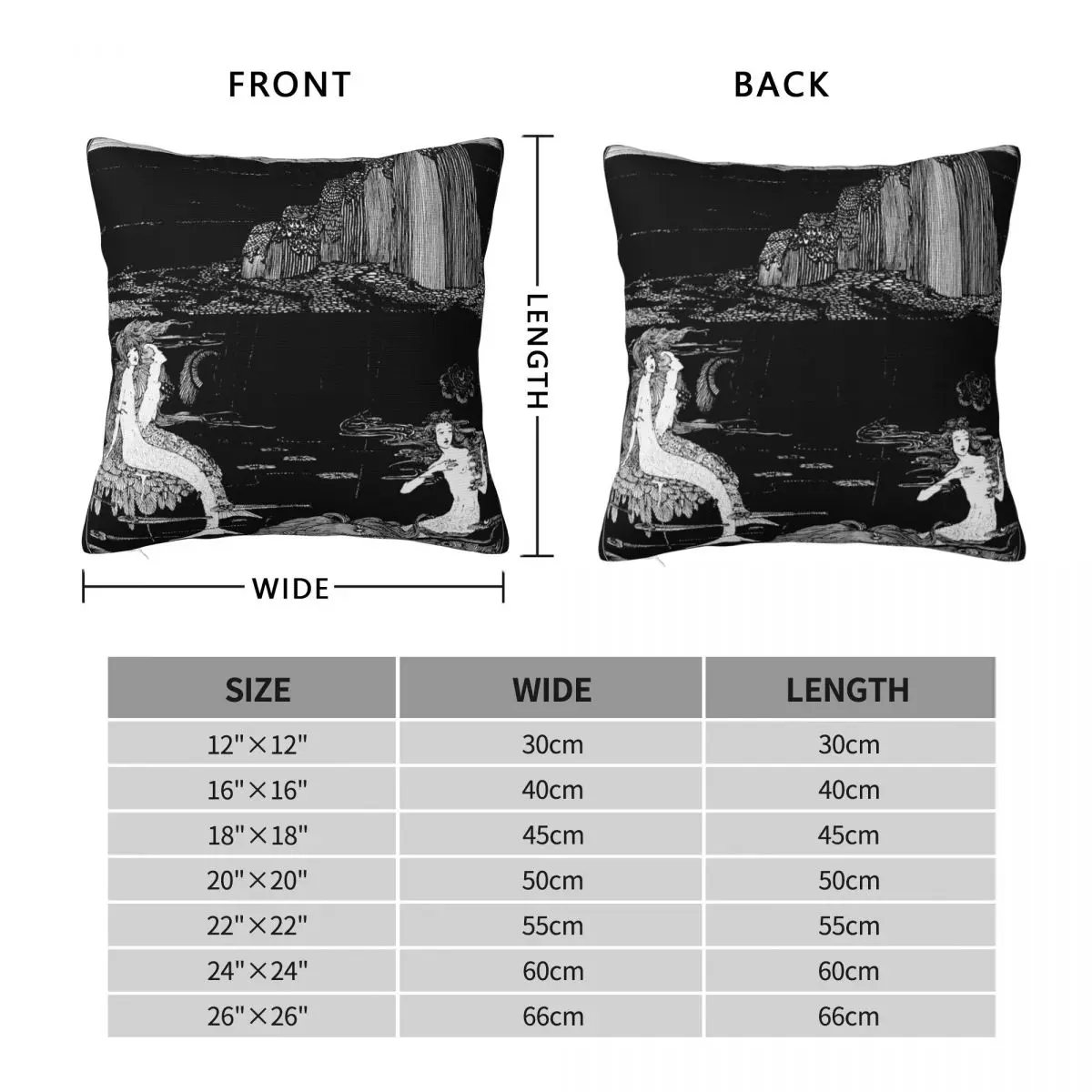 Very Nearly Harry Clarke Mermaids Square Pillowcase Polyester Linen Velvet Printed Zip Decor Throw Pillow Case Bed Cushion Cover