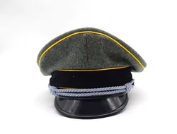 Cosplay German Elite Woolen Visor Hat Cap W Yellow Piping Reenactment