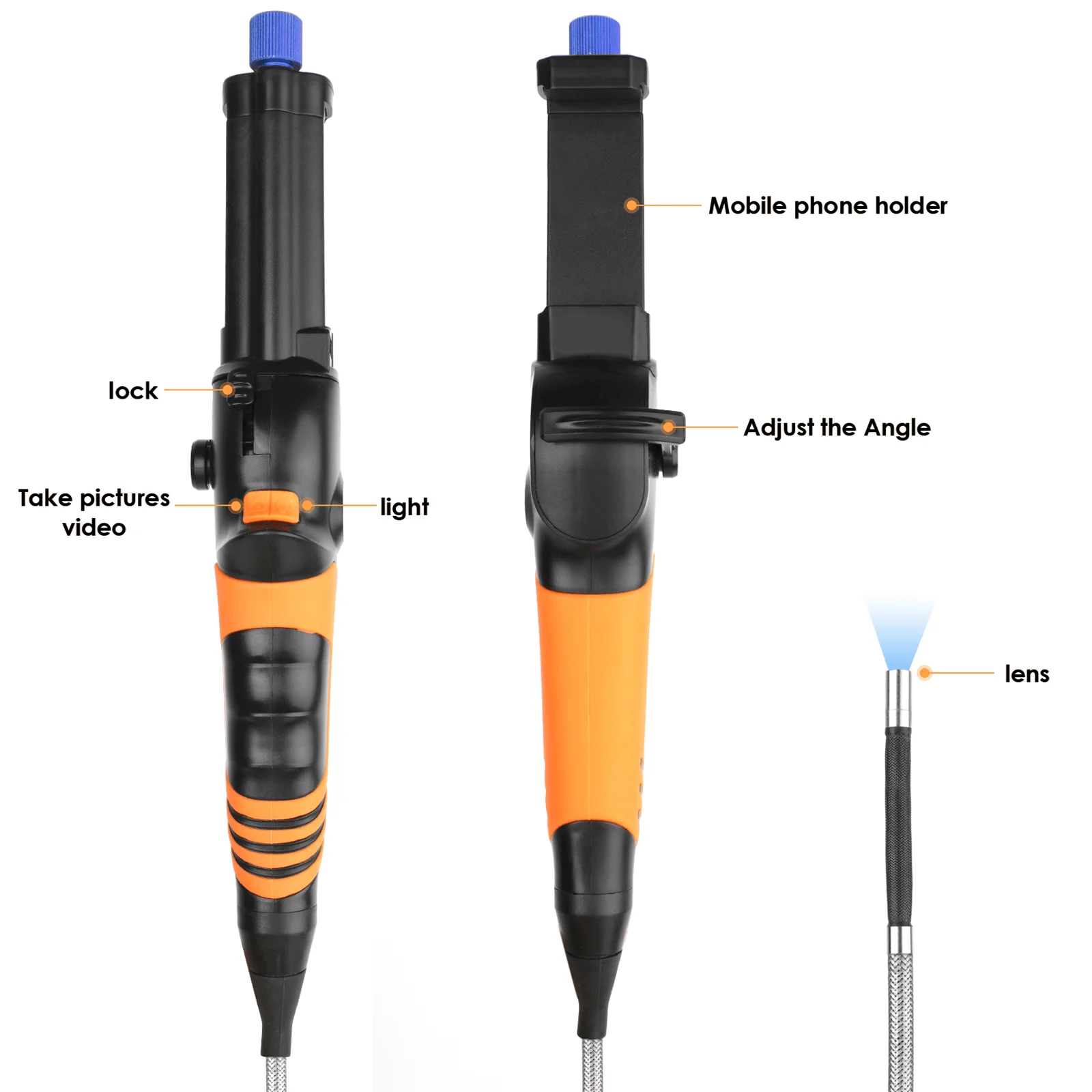 Avanline 4Mm 2-Way 180 ° Graden Scharnierende Borescope Thermodynamische Reiniging Functie Industriële Endoscoop Voor Android/Pc 1M