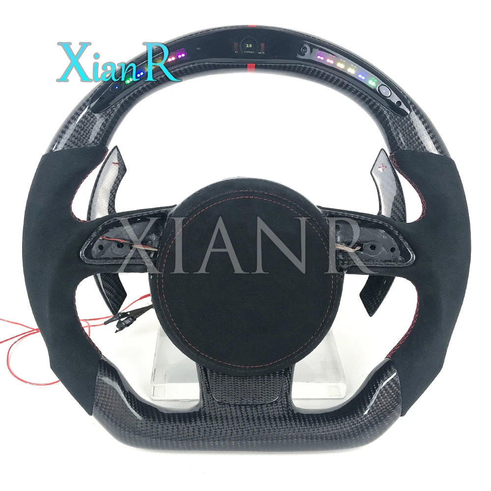 Customized LED carbon fiber Alcantara Leather steering wheel for Audi A3 S3 A4 A4L B9 S4 A5 S5 A6 S6 A7 A8 Q3 Q5 Q7 2010-2015