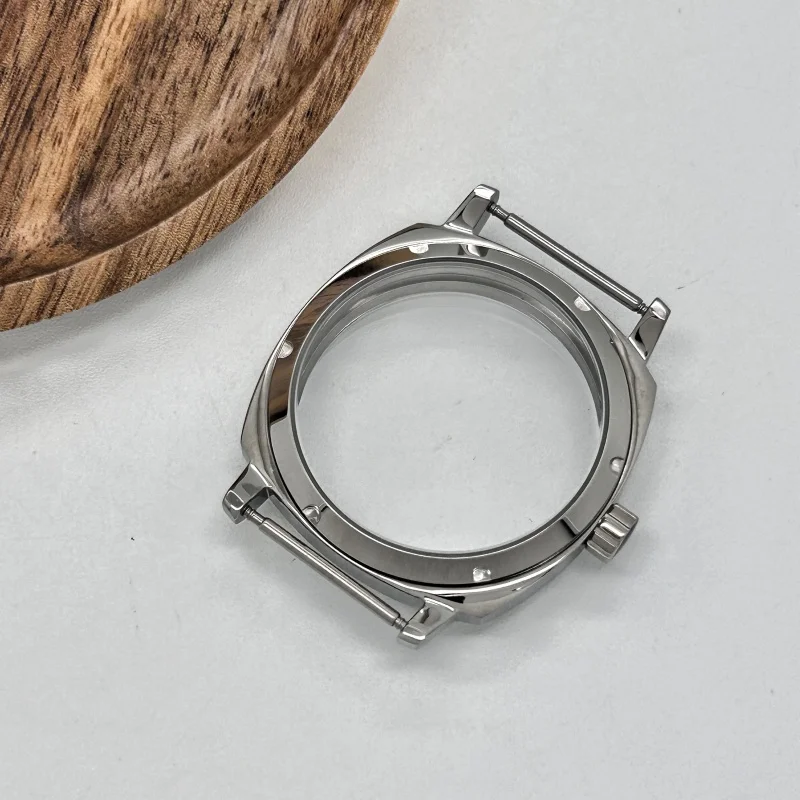 Caixa de relógio prateada 42mm, vidro safira para mostrador de 37mm, serve para pam st3600 eta6497 eta6498, movimento mecânico manual, acessórios de relógio