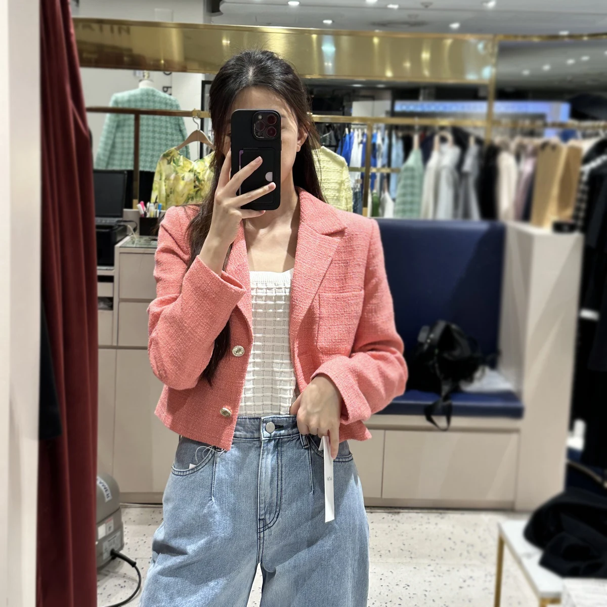 

MICOAT Pure Original Korean Drama Lead Actr Spring 25 Plaid ort Coat with Button f Skirt Set Women Faion Ensemble