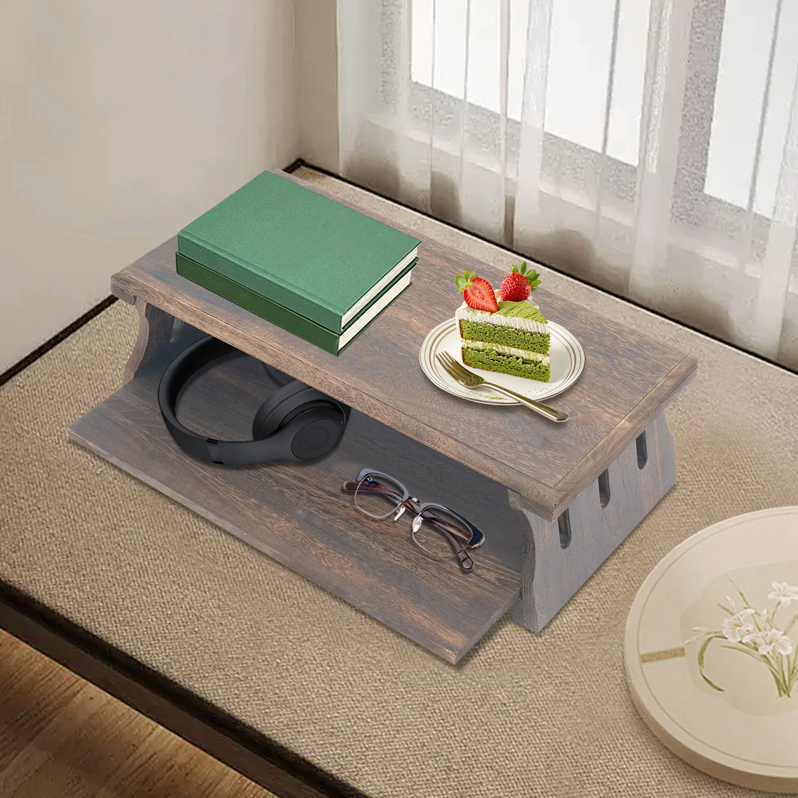 

Folding Laptop Stand, 60x30x20 cm Portable Bed Tray Table for Students, Sturdy Meditation Side Table with Large Storage Space