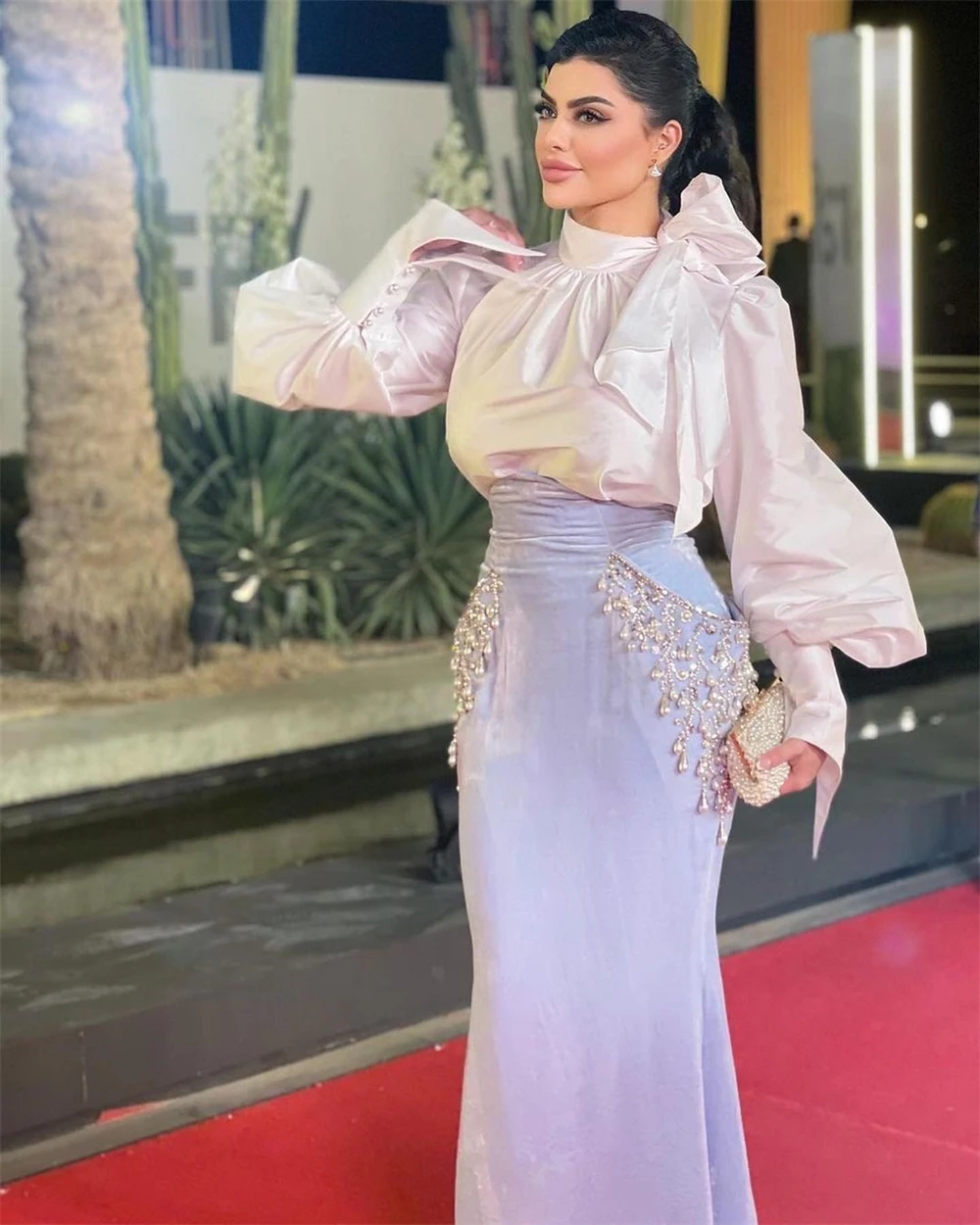 Customized es Simple High Collar Sheath Celebrity Sequin Bows S Occasion Evening Gown vestidos de fiesta فساتين الحفلات