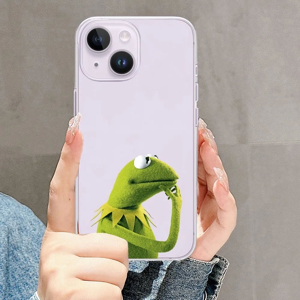 Disney kermit The Frog Memes Custodia per telefono per iPhone Mini 11 12 13 14 15 X Plus Pro Max SE XR Custodia trasparente