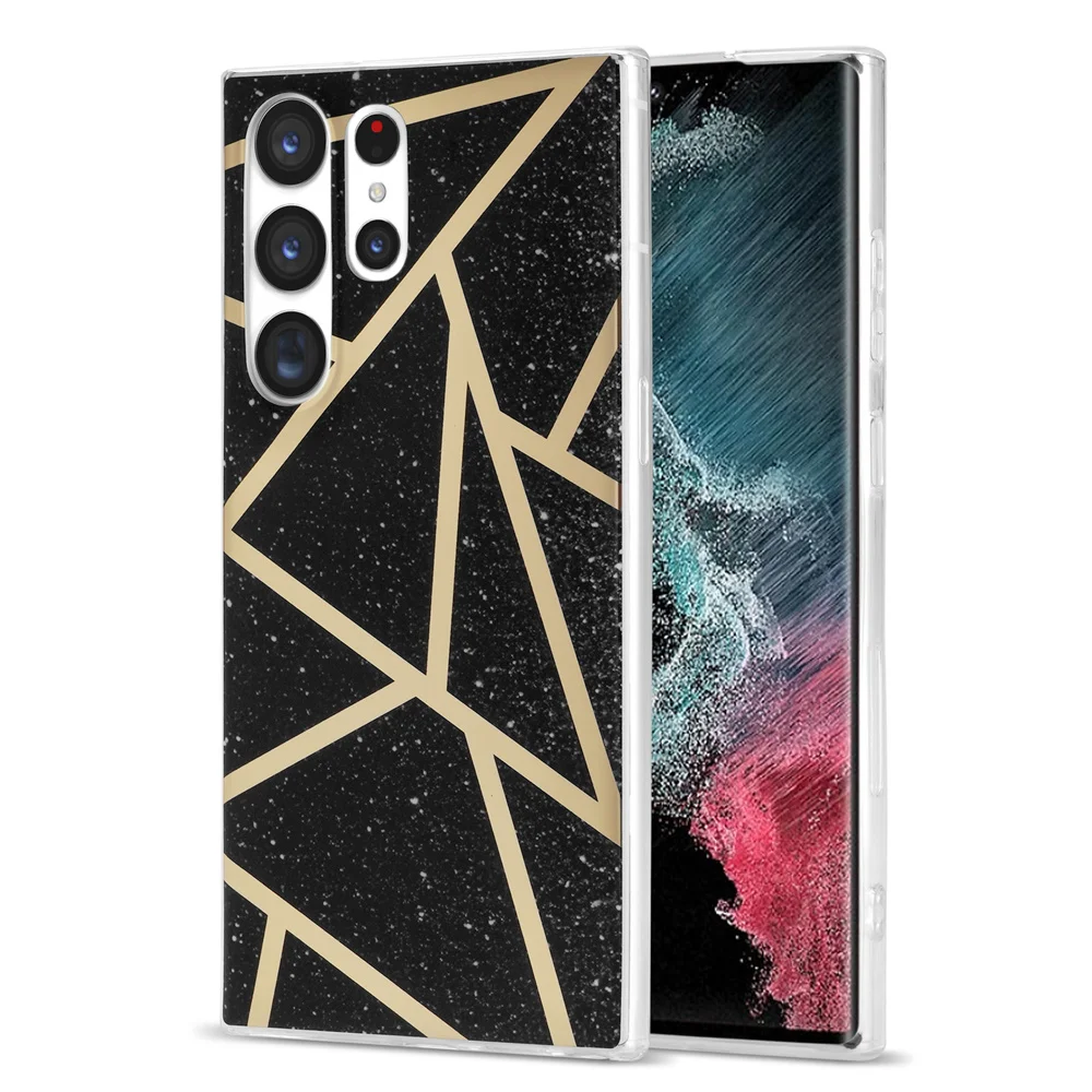 

Geometric IMD Splicing Marble Case for Galaxy S8 S9 S10 S20 S21 FE S22 Plus S23 Ultra Shockproof Rugged Bumper Glossy Cover