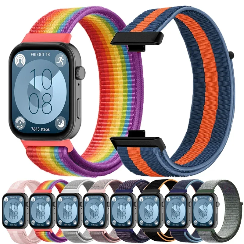 حزام حلقة من النايلون لساعة Huawei Watch Fit 4 Fit 3 سوار ساعة لساعة Huawei Watch Fit 4 Pro سوار Correa Smartwatch معصمه