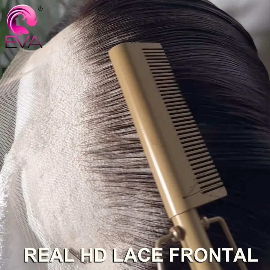 

Eva Hair HD 13x6 13x4 Lace Frontal Straight Pre Plucked 5x5 6x6 7x7 9x6 Swiss Full HD Closure Only Natural Black 100% Human Hair