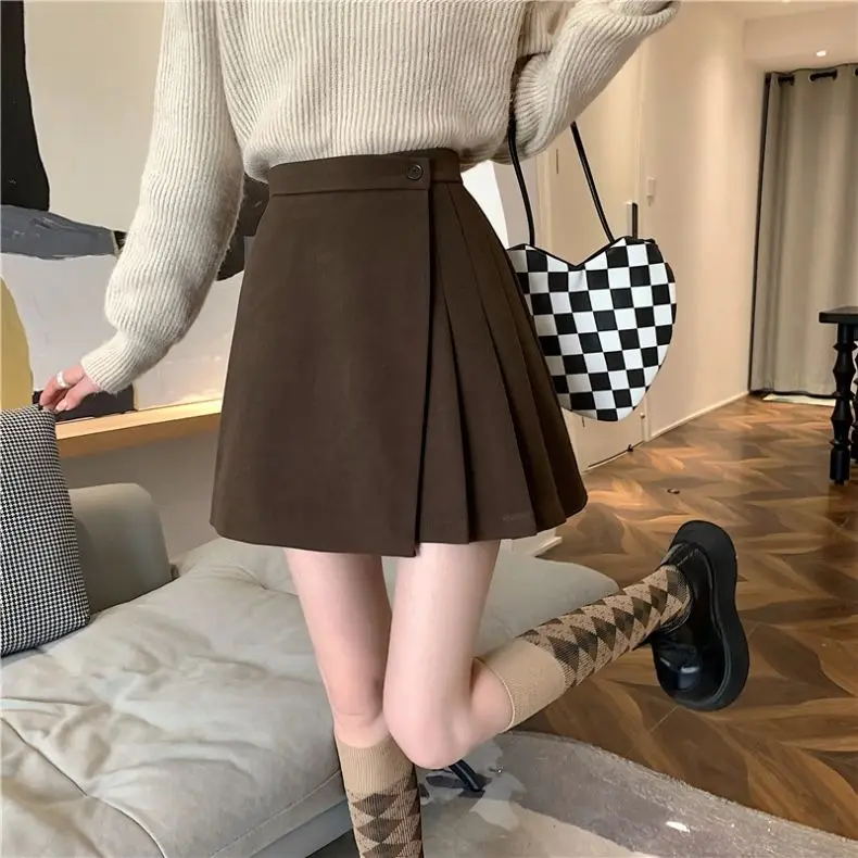 Saias plissadas para mulher curto primavera outono alta streetwear saias irregulares novo doce coreano roupas femininas