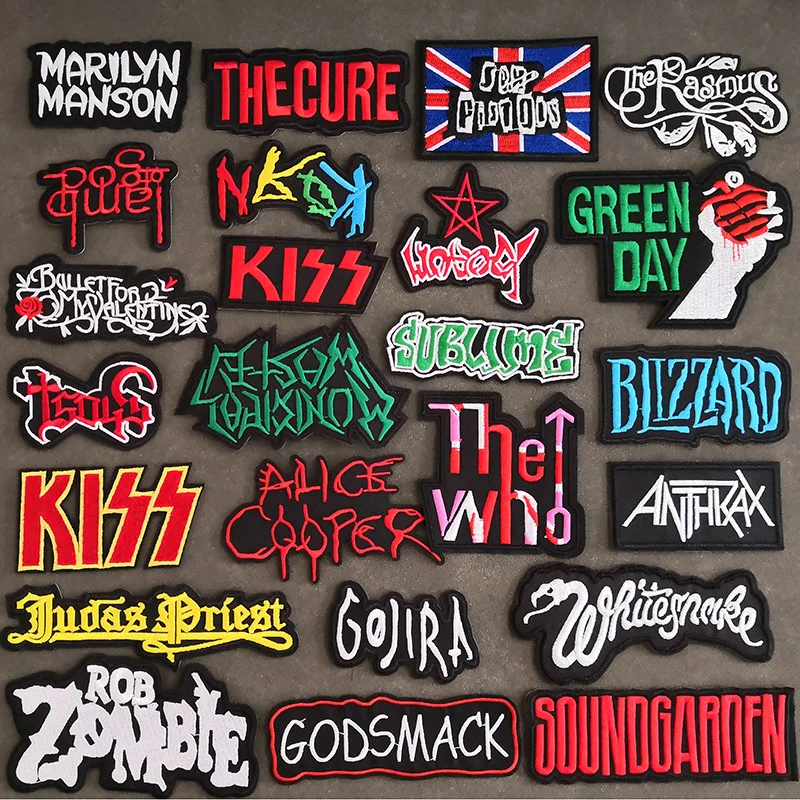 Super Rock BAND Music Ironing Patch Stickers Motif Badges Letters Embroidered Applique for Clothing Jacket Backpack