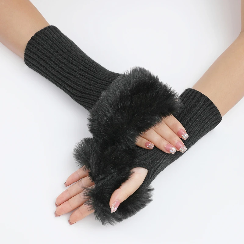 

Nail Photography Photo Backgrounds winter women's fake arm sleeves knitted plush short glove photo Nails Manicure showing