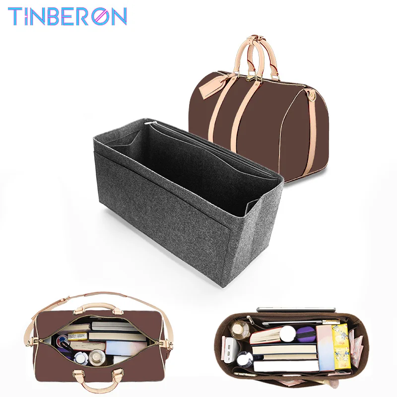 

TINBERON Insert Organizer Large Capacity Travel Bag Special liner Bag Felt Cloth Side Pull Type lined Bag Make Up Cosmetic Bag