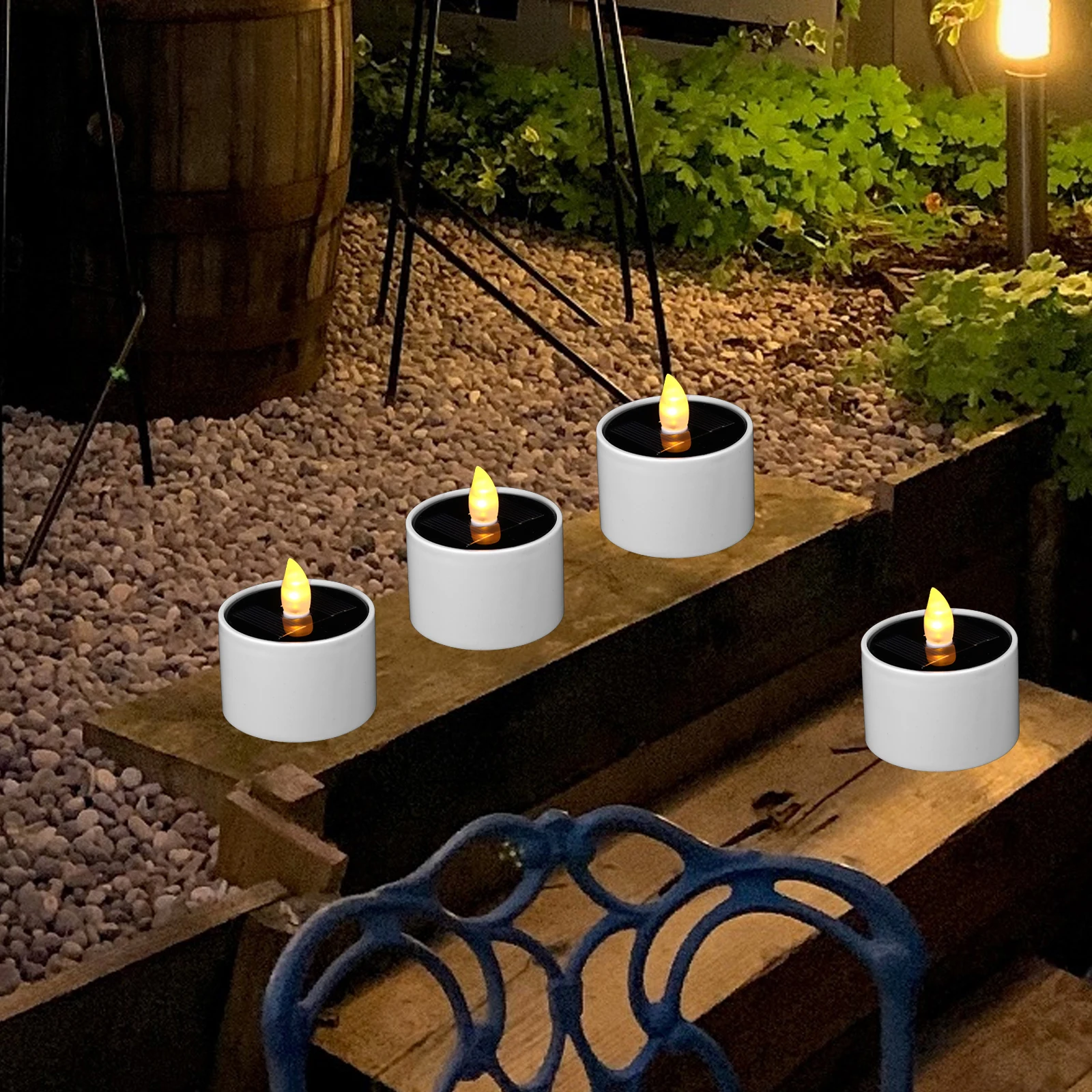 

Solar LED C Light Waterproof Flameless Yellow Flicker Home Garden Decoration Outdoor Party Wedding Display Tealight