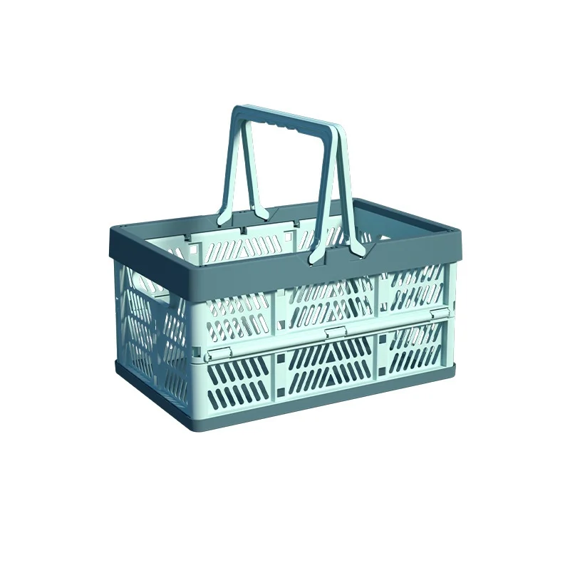 Foldable Portable Picnic Basket Vegetable Water Fruit Basket Supermarket Handheld Shopping Basket Plastic Large Color Basket