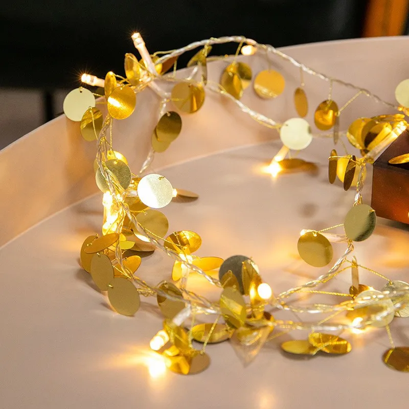 

Led Gold Sequins Light Stirng Battery Box Outdoor Girl Birthday Party Home Decor Accessories