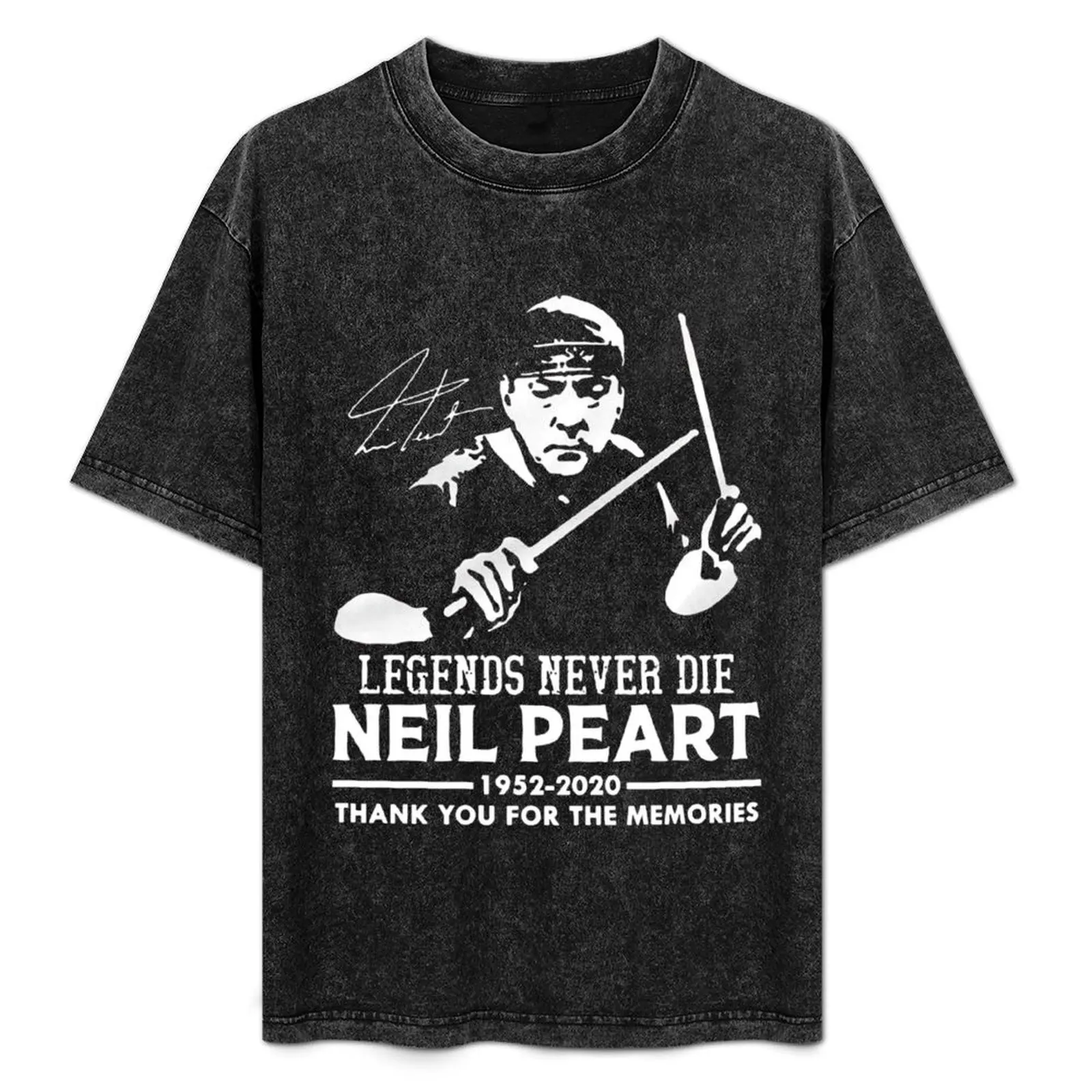 

Legends never Die Neil Peart Signature Thank You For The Memories T-Shirt Casual Simple Design Short Sleeve Shirt