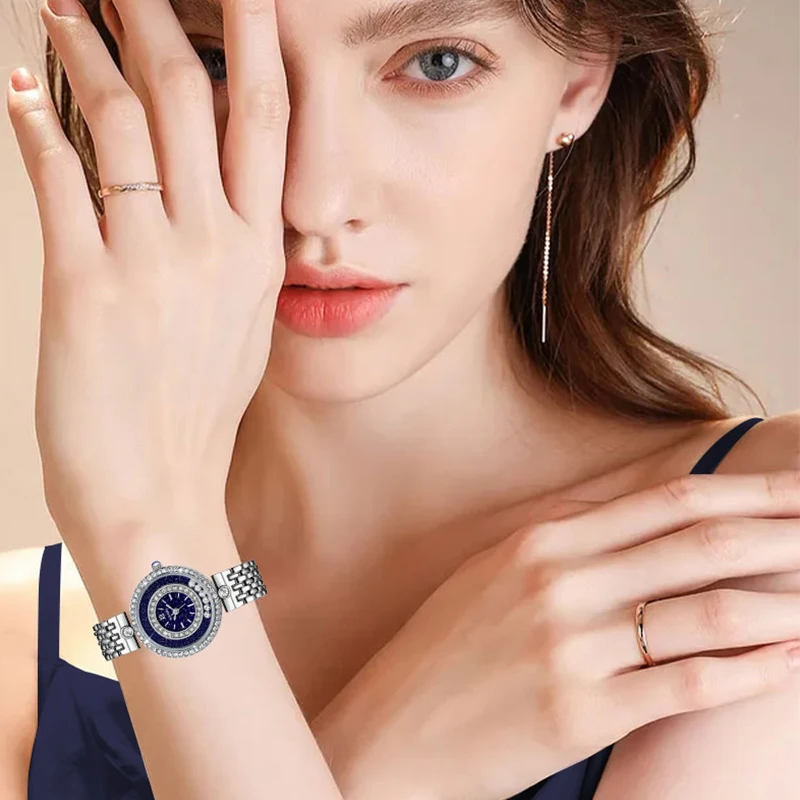 Европейские и американские модные роскошные часы, свет звездного неба, роскошные женские кварцевые часы, водонепроницаемые часы со стальным ремешком