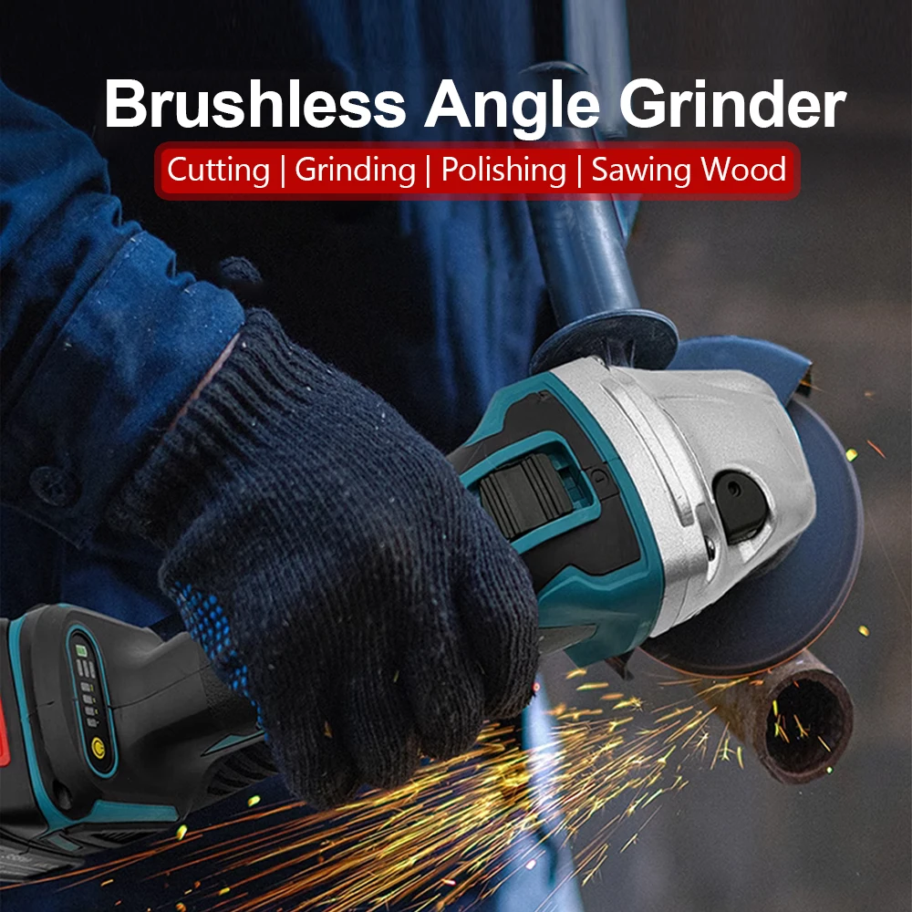 21v Brushless Angle grinder rechargeable 4 speeds Cordless Electric Grinding machine Cutting Machine For Makita 18V Battery