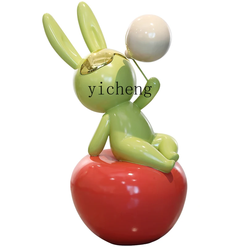 

Yy Apple Rabbit Art Sculpture Outdoor Floor Glass Steel Decoration Art