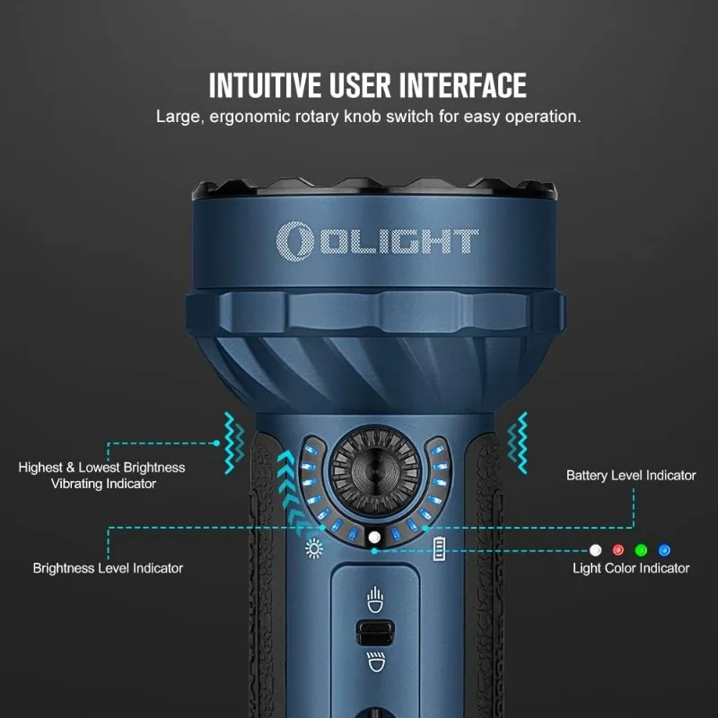 OLIGHT Marauder 미니 7,000 루멘 밝은 손전등, 600 미터 빔 거리, 강력한 RGB 손전등, 마그네틱 충전식 조명