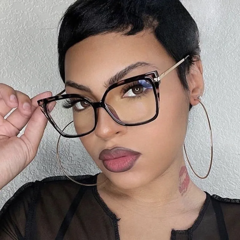 نظارات خفيفة مسطحة مربعة للنساء، إطار مضاد للضوء الأزرق، مشهور على الإنترنت، نفس إطار النظارات لالتقاط الصور #2