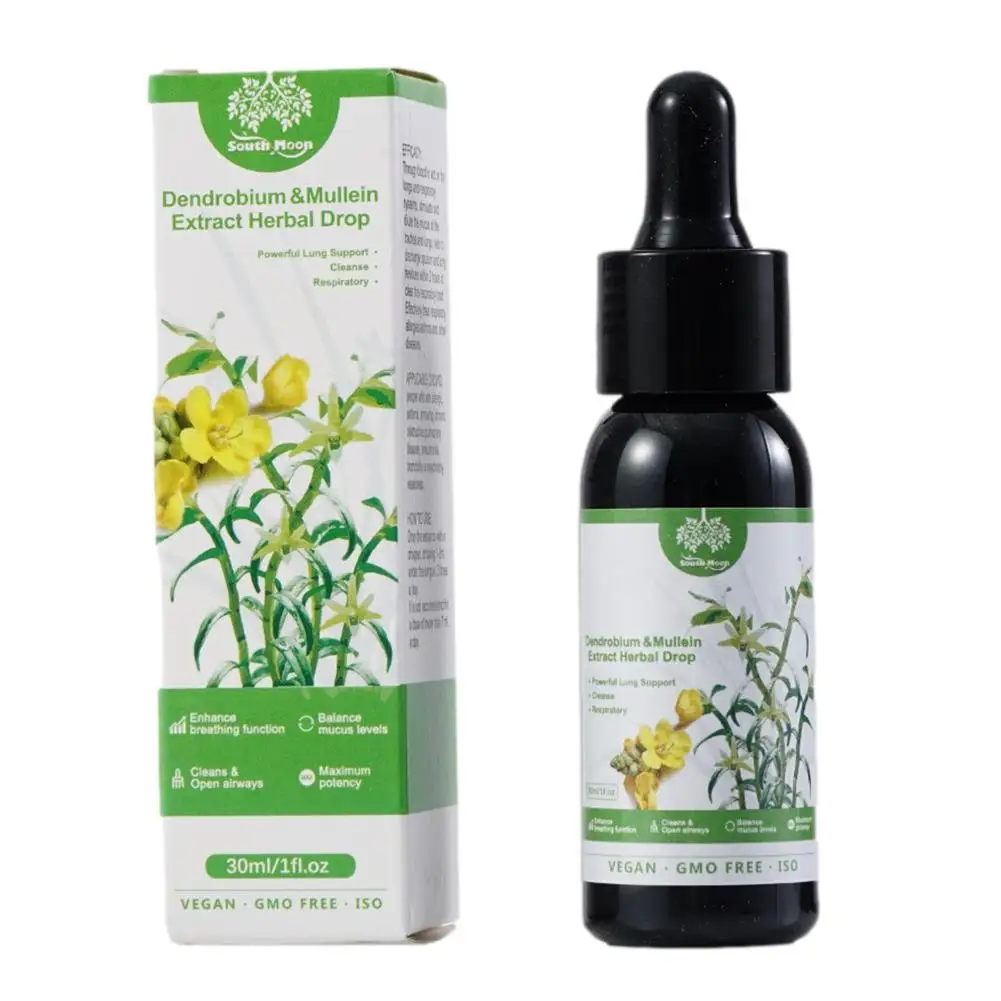 Dendrobium & Mullein Extract - Powerful Lung Support USA & Respiratory & - Made Drops - Cleanse In Herbal 30ml dropshipping