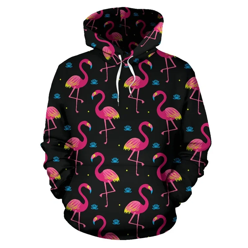 Cute Animal Flamingos 3D Printing Hoodies For Men Phoenicopteridae Graphic Hooded Sweatshirts Women Fashion Funny Pullovers Tops