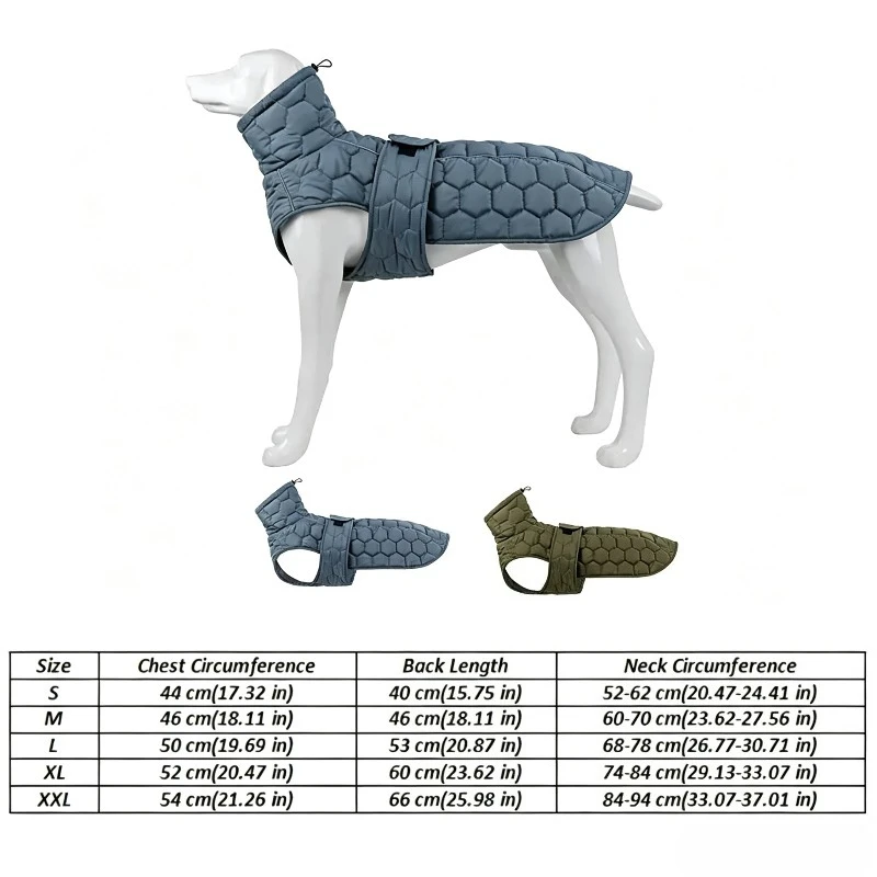 Reflective Strip Dog Winter Coat, High Collar Turtleneck Jacket Thick Fleece Lining Warm Pet Clothes