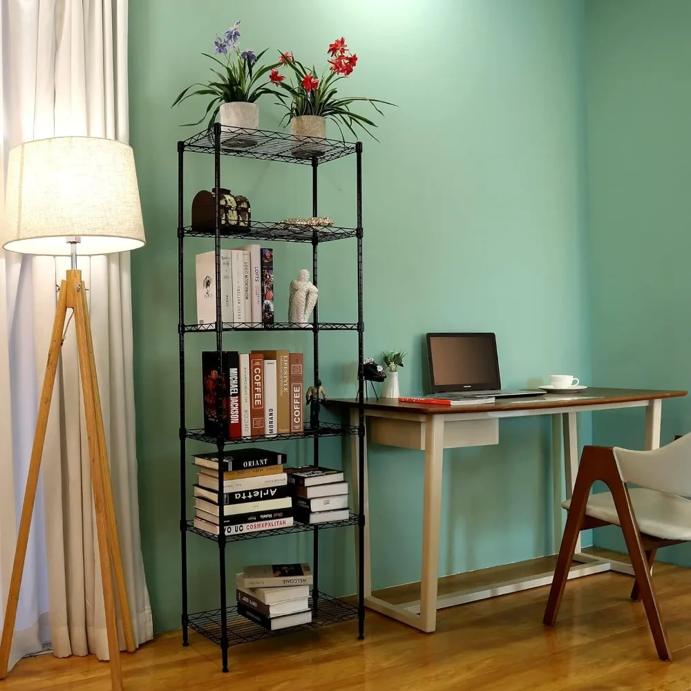 REGILLER 6 Wire Shelving Steel Storage Rack Adjustable Unit Shelves for Laundry Bathroom Kitchen Pantry Closet