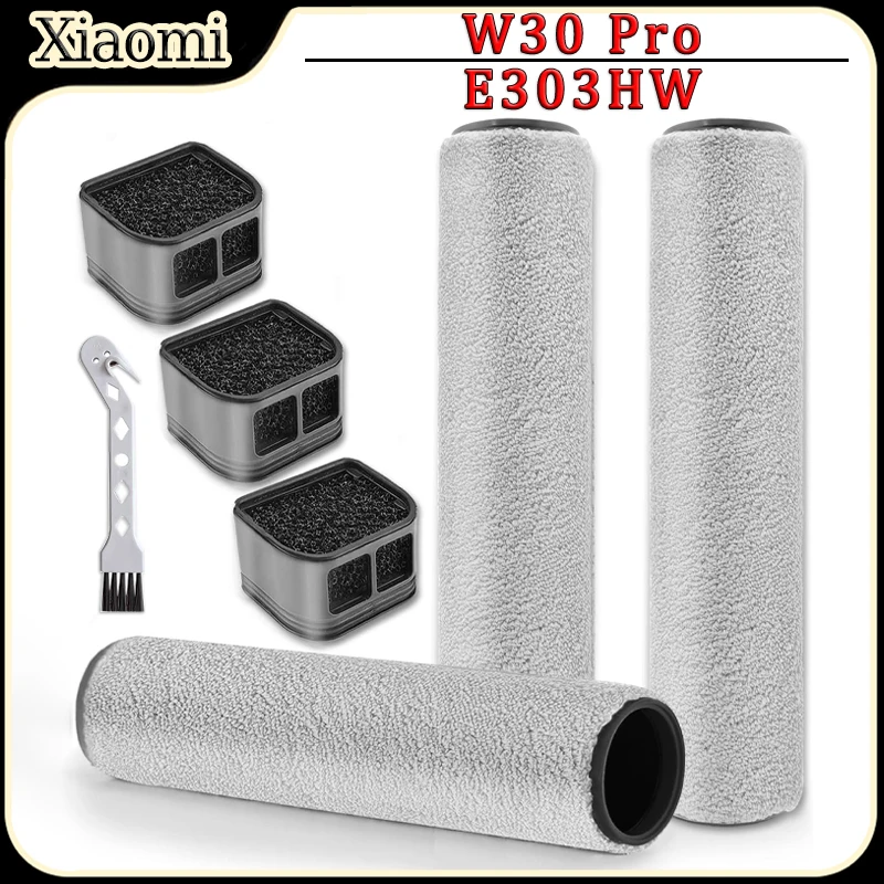 

For Xiaomi Truclean W30 Pro/E303HW Wet Dry Vacuum Cleaner Robot Accessories Main roller brush HEPA Filter Replacement Kit