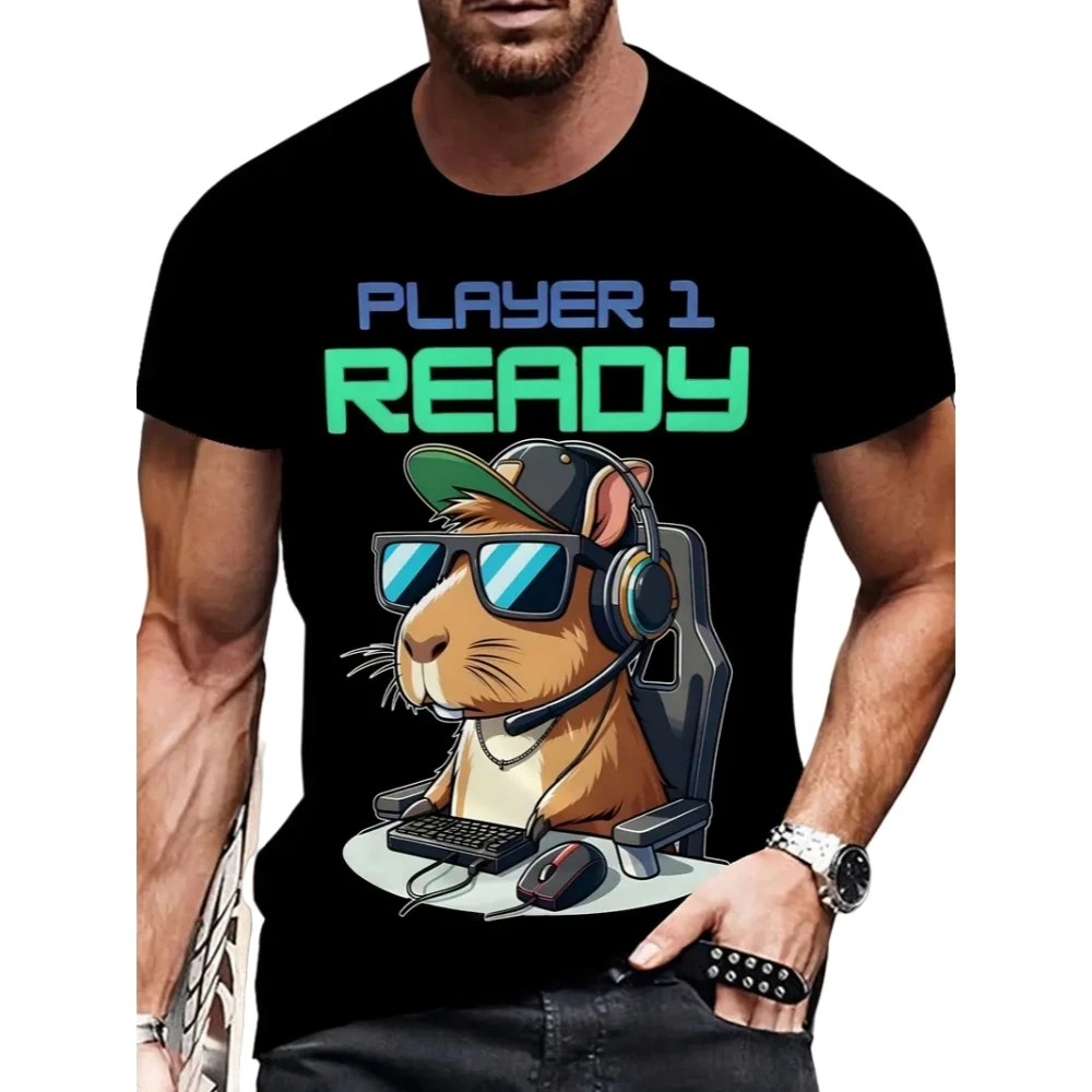 

Kapybara Men's T-Shirt 3D Cute Print Graphic T Shirts Unisex Loose and Breathable Short Sleeve Summer Fashion New Men's Clothing
