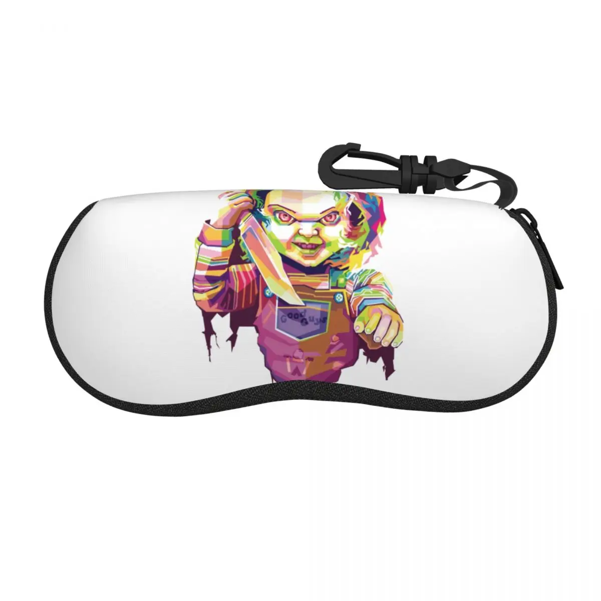 Custom Horror Chucky In Vector Art Style Sunglasses Soft Case Neoprene Zipper 80s Childs Play Shell Eyeglass Case Protective Box