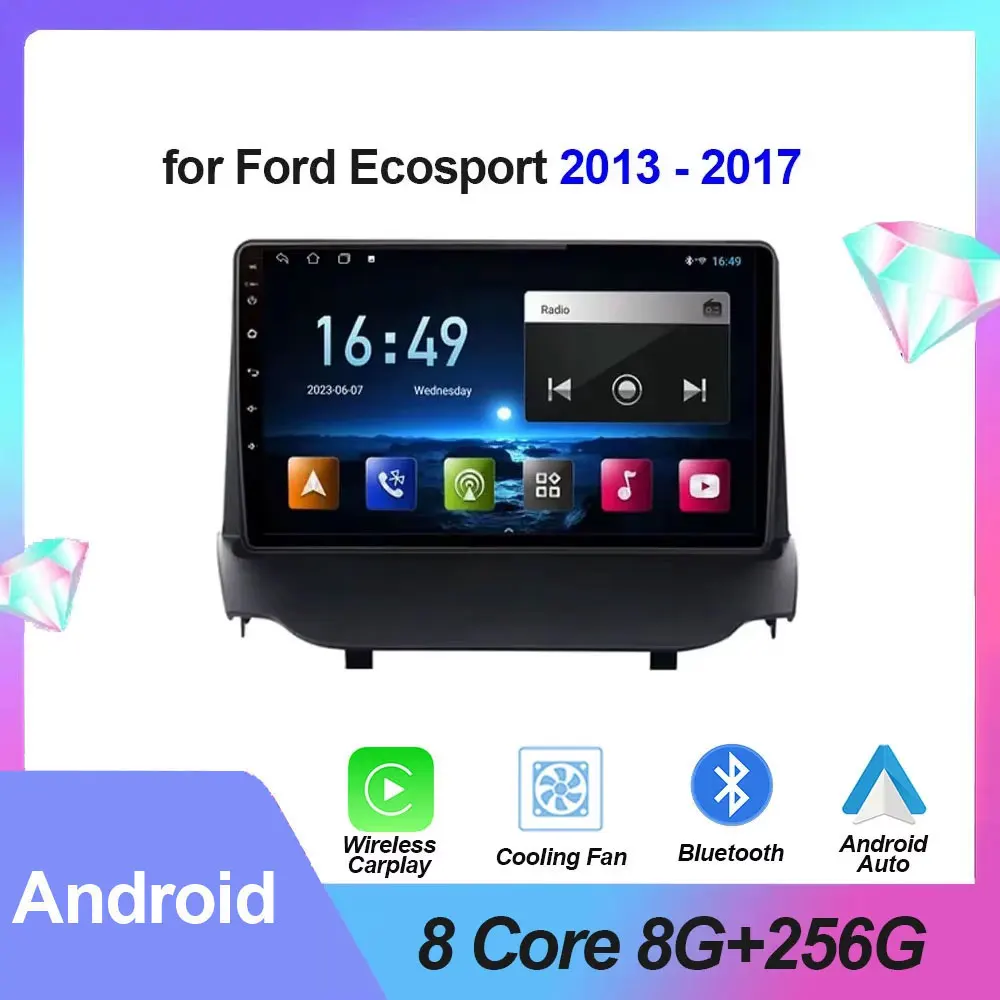 Android Auto Car Radio for Ford Ecosport 2013 - 2017 Multimedia Video Player GPS Navigatio stereo Carplay 4G Let 5G wifi DSP