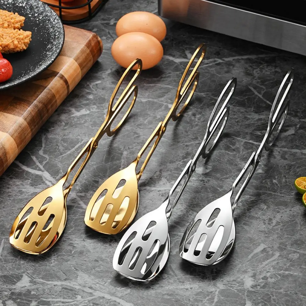 Heavy Duty Scissor Food Tongs Stainless Steel Kitchen Clip Bread Salad Steak Griller Buffet Serving Clamp Cooking Gadget