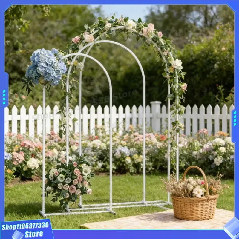 3 Piece White Wedding Arch Set Decorative Metal Bracket Frame for Ceremony Backdrop Party Decoration Event Supplies