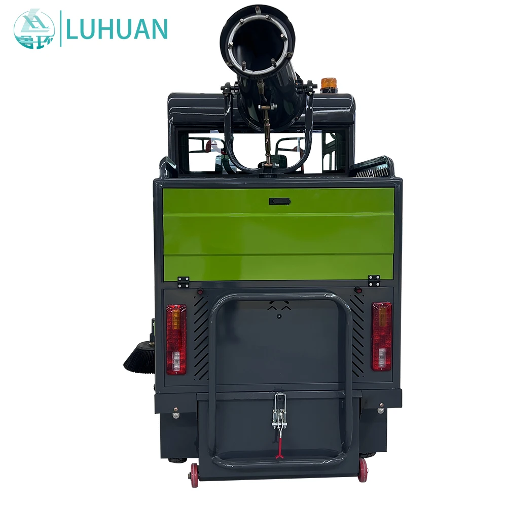 Full-closed Electric Ride-on Road Floor Sweeper Three-wheel Car Cleaning Machine Fog Cannon 48V Provided 1000W Engine Cleaner