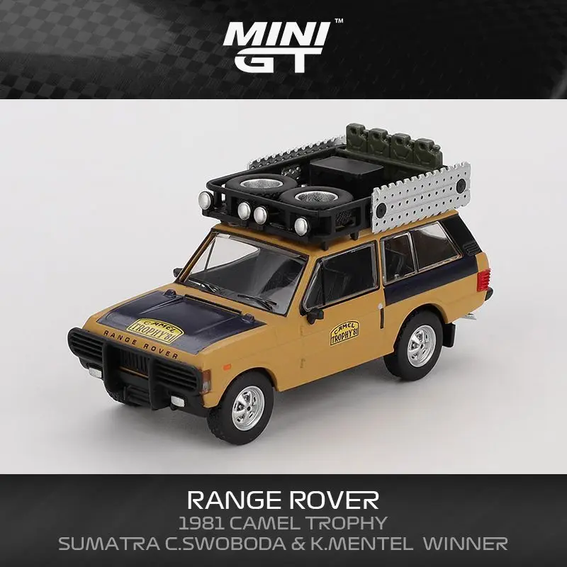 

MINIGT 1:64 Range Rover 1981 Camel Trophy Sumatra C.Swoboda & K.Mentel Winner Alloy Diecast Car Model Collectible Gift