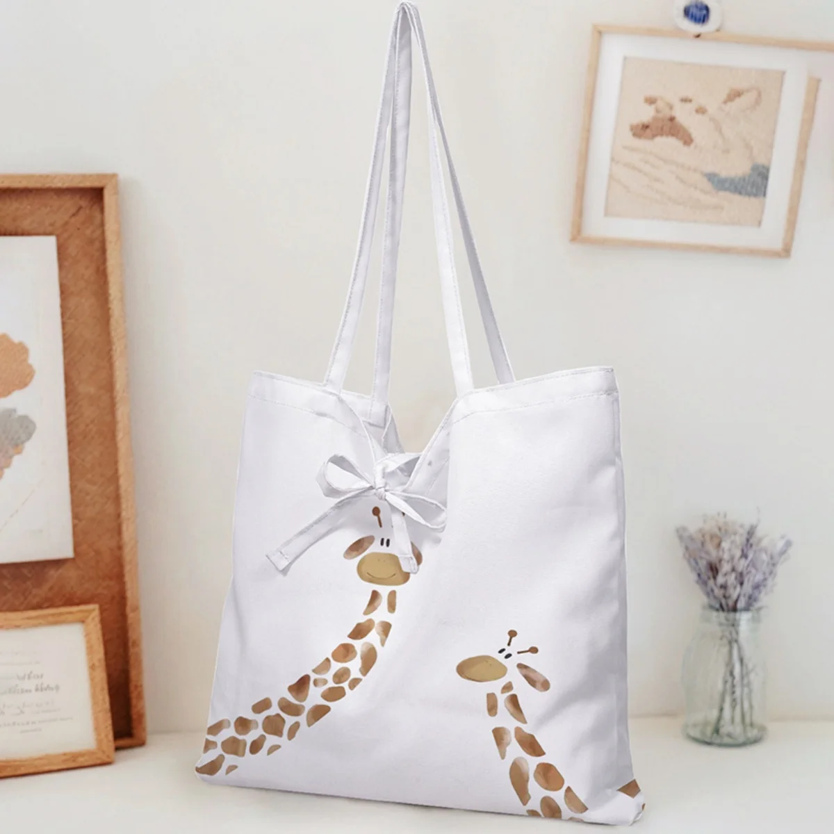 

Cute Tote Bag for Women Portable Versatile Letter And Cartoon Pattern Eco-Friendly Handbag Fashionable Women's Shopping Bag